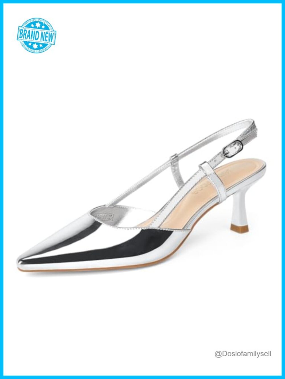 Faux Leather Slingback Kitten Heel Pointed Toe Dress Pumps Comfortable